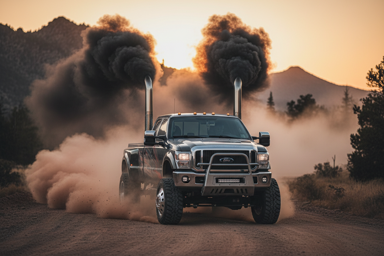 obs ford f350 with semi stacks roling coal